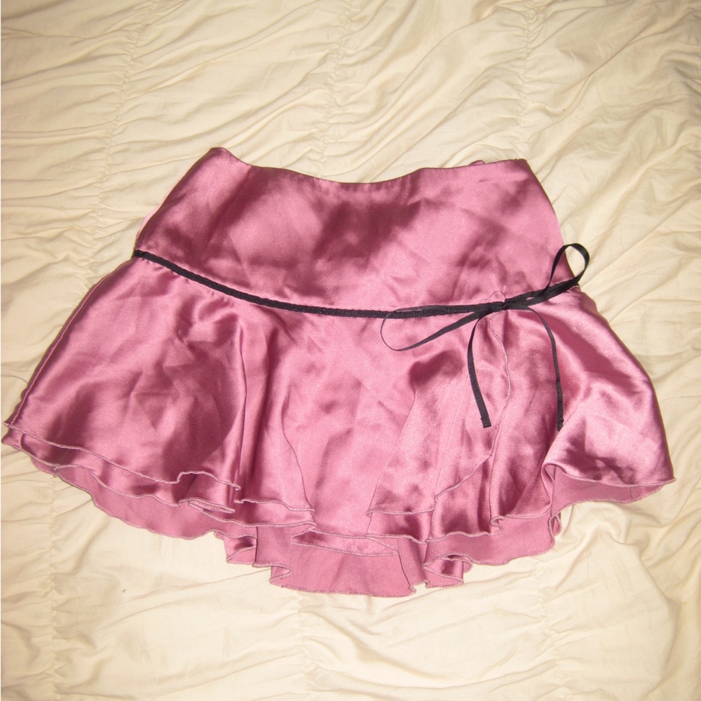 Kimchi Blue Dusty Rose Satin Ruffle Skater Skirt